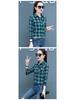 2025 Women's Korean Style Plaid Slimming Shirt - Casual Long Sleeve Print for Spring & Autumn Students