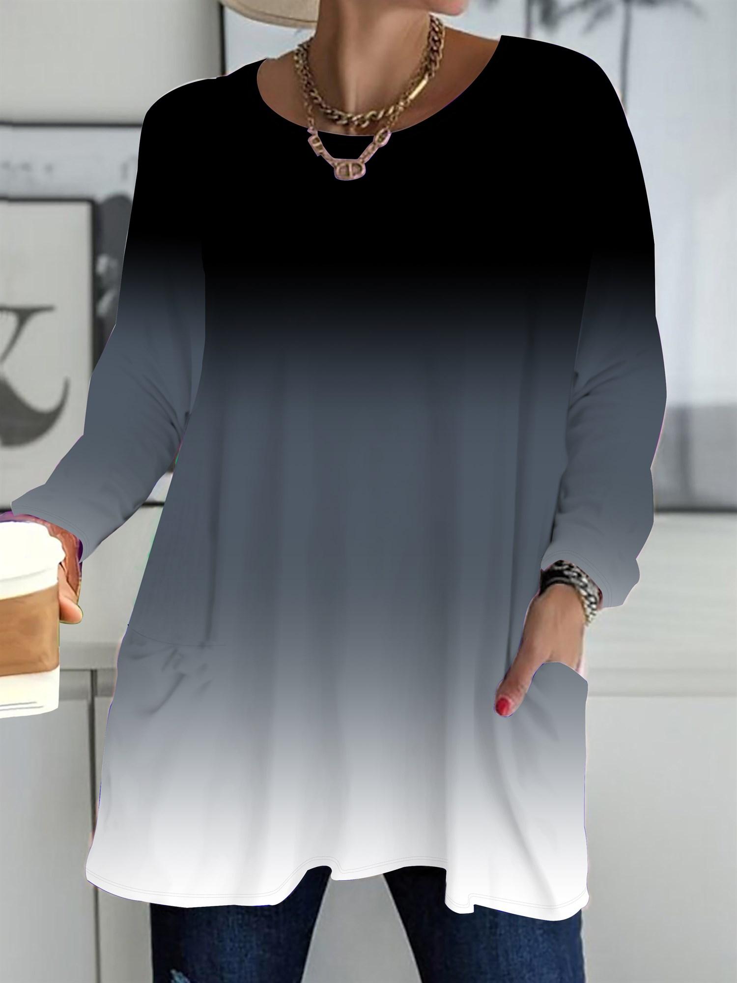 

2025 Autumn Winter New Plus Size Women s Tops, Dark 3D Print Fashion Crew Neck Long Sleeve T-Shirts 1XL белый