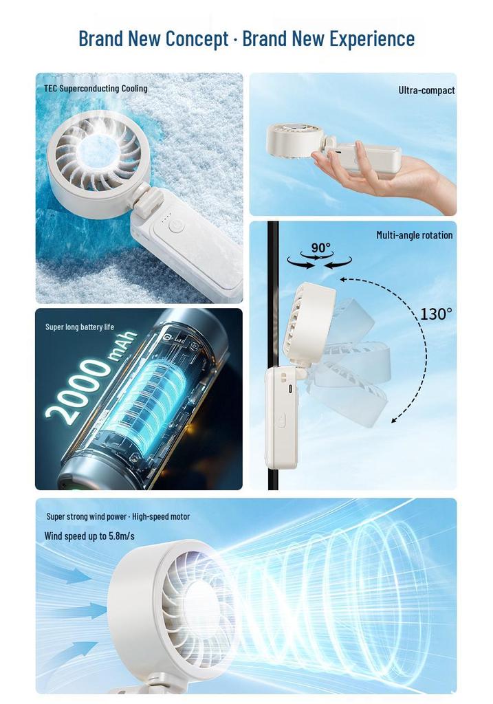 Versatile 26-Year Cooling Umbrella Fan: USB-Powered, Strong Wind, Foldable with Ice Pack Clip, Ideal for Outdoor Use