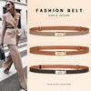 Womens Faux Leather Skinny Belt With Alloy Buckle Elegant Waist Cincher Dresses Blazers Casual Outfits