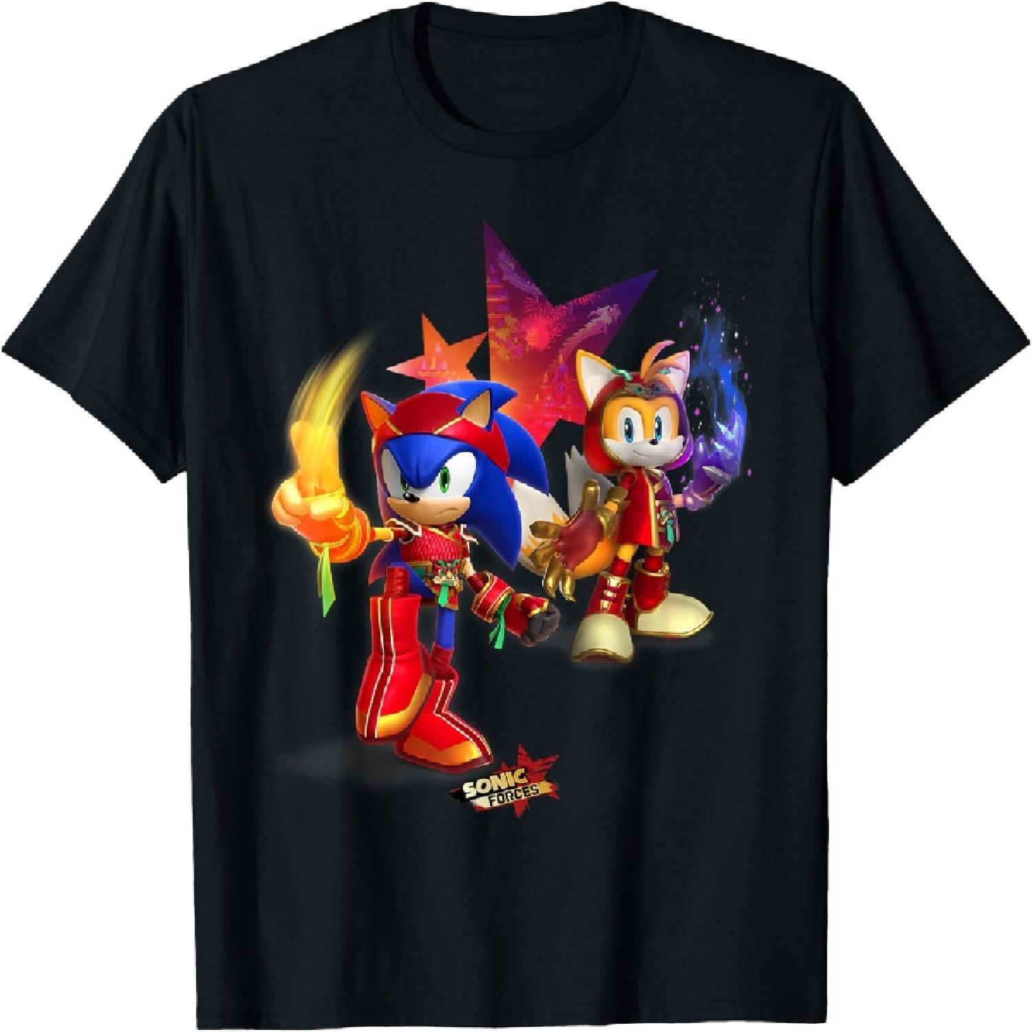 Sonic Forces - Футболка с Соником Огненным Драконом и Тейлзом Когтем Дракона S чёрный