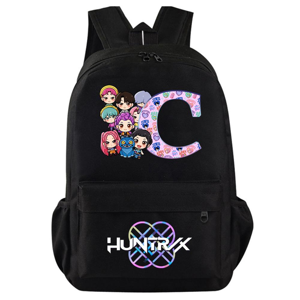 26 English Letter Kpop Demon Hunters Printed Backpack for Teenager Student Girl Boy Bookbag Schoolbag Women Large Capacity Travel Bag Kid Gift Rucksak