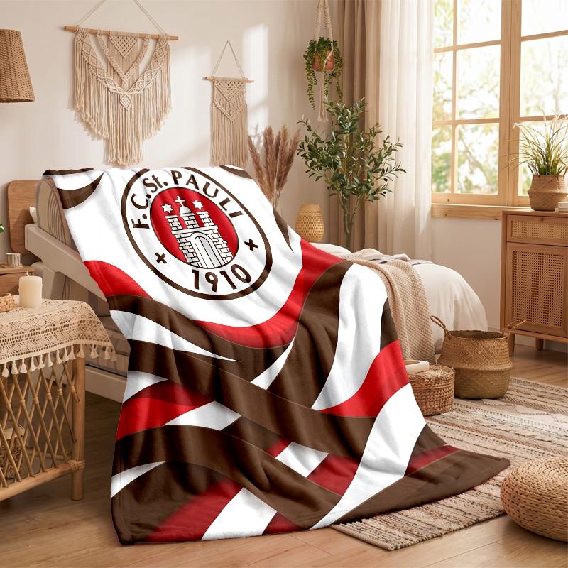 FC St. Pauli Football Print Flannel Blanket Soft Warm Sofa Bed Throw Blanket For Home Office Bedroom