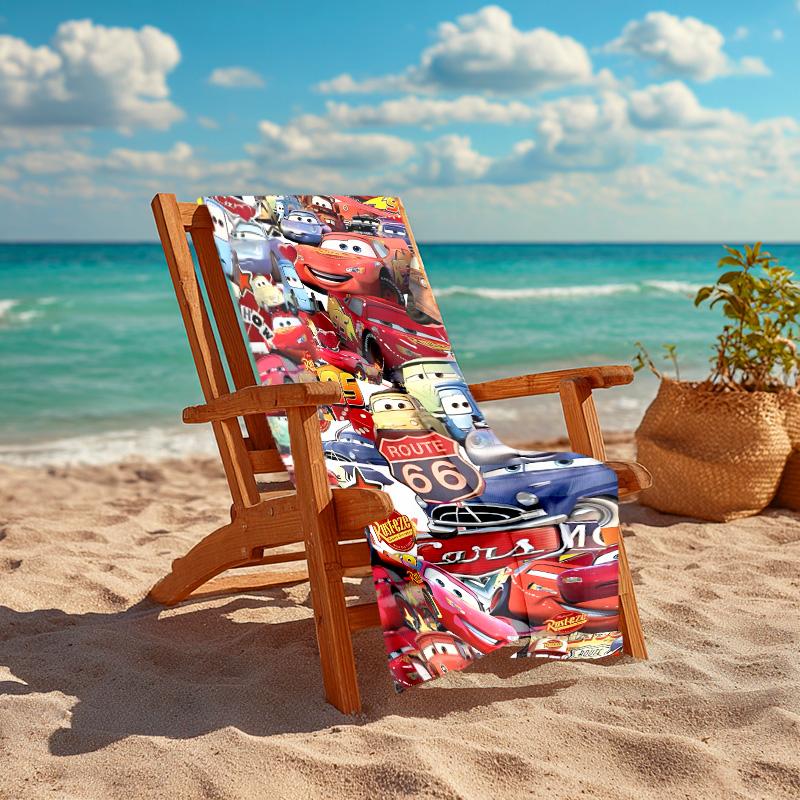 1pc Cars Movie Characters Beach Towel, Highly Absorbent, Soft Comfortable, Yoga, Swimming, Fitness, Camping, Beach Activities. B73009