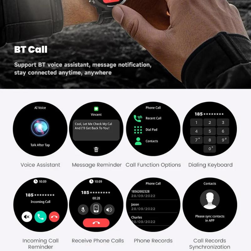 Military Smart Watch 1000MAH Super Endurance Bluetooth Call GPS Compass Barometric Altimeter 10ATM Waterproof Sports Smartwatches Men