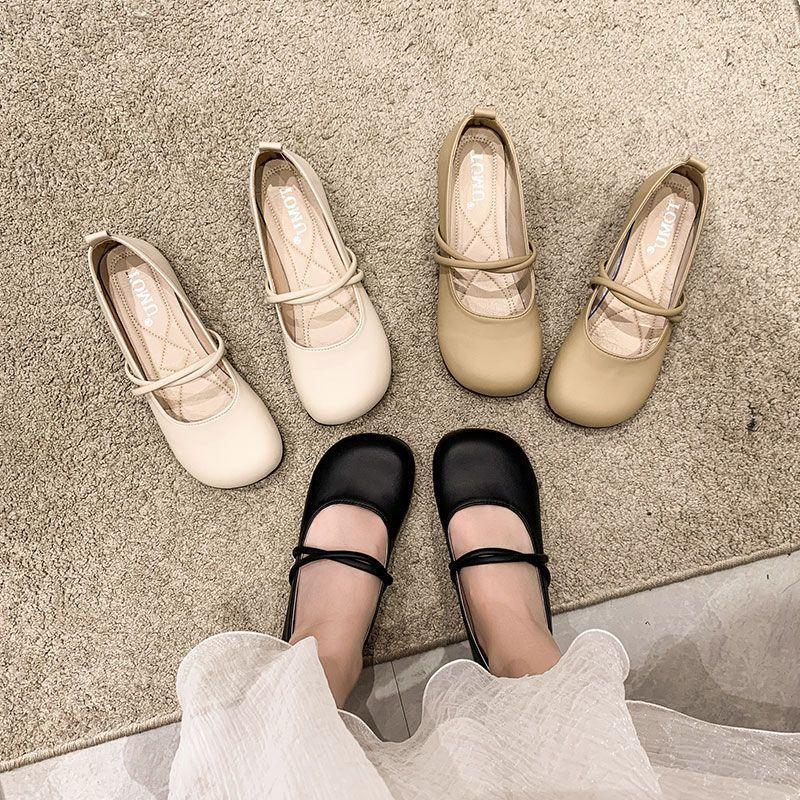 French Mary Jane shoes women's 2025 spring new temperament versatile light mouth single shoes soft sole comfortable retro grandma shoes