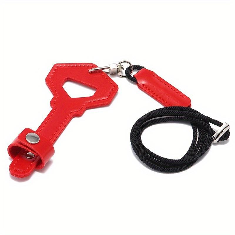 Bærbar nøkkelformet brilleetui hengende halsklemme solbrilleposer kvinne mann PU-lær brillesnor beskyttelsesdeksel