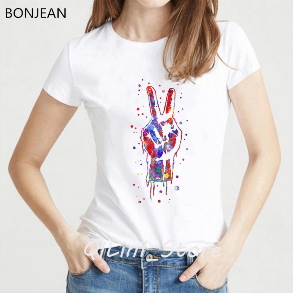 New Summer Fashion Women T-Shirt Watercolor I Love You Asl Sign Language Print Tee Shirt Femme Funny Harajuku Tshirt Female