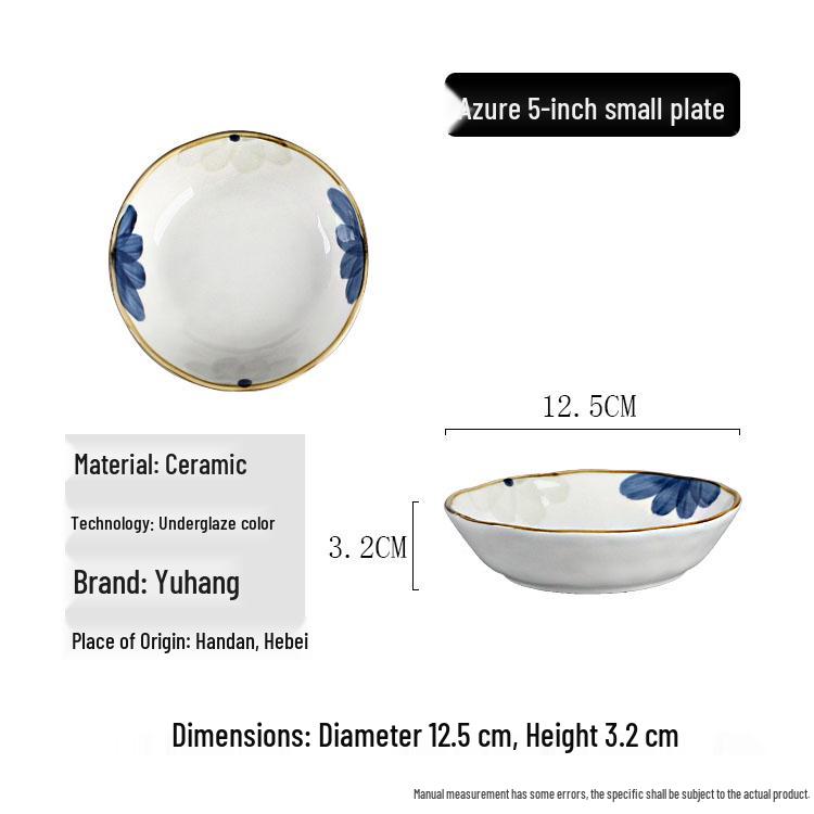 

Ceramic 5-Inch Small Dish, Perfect for Seasoning and Dipping Sauce, Commercial Underglaze Color.