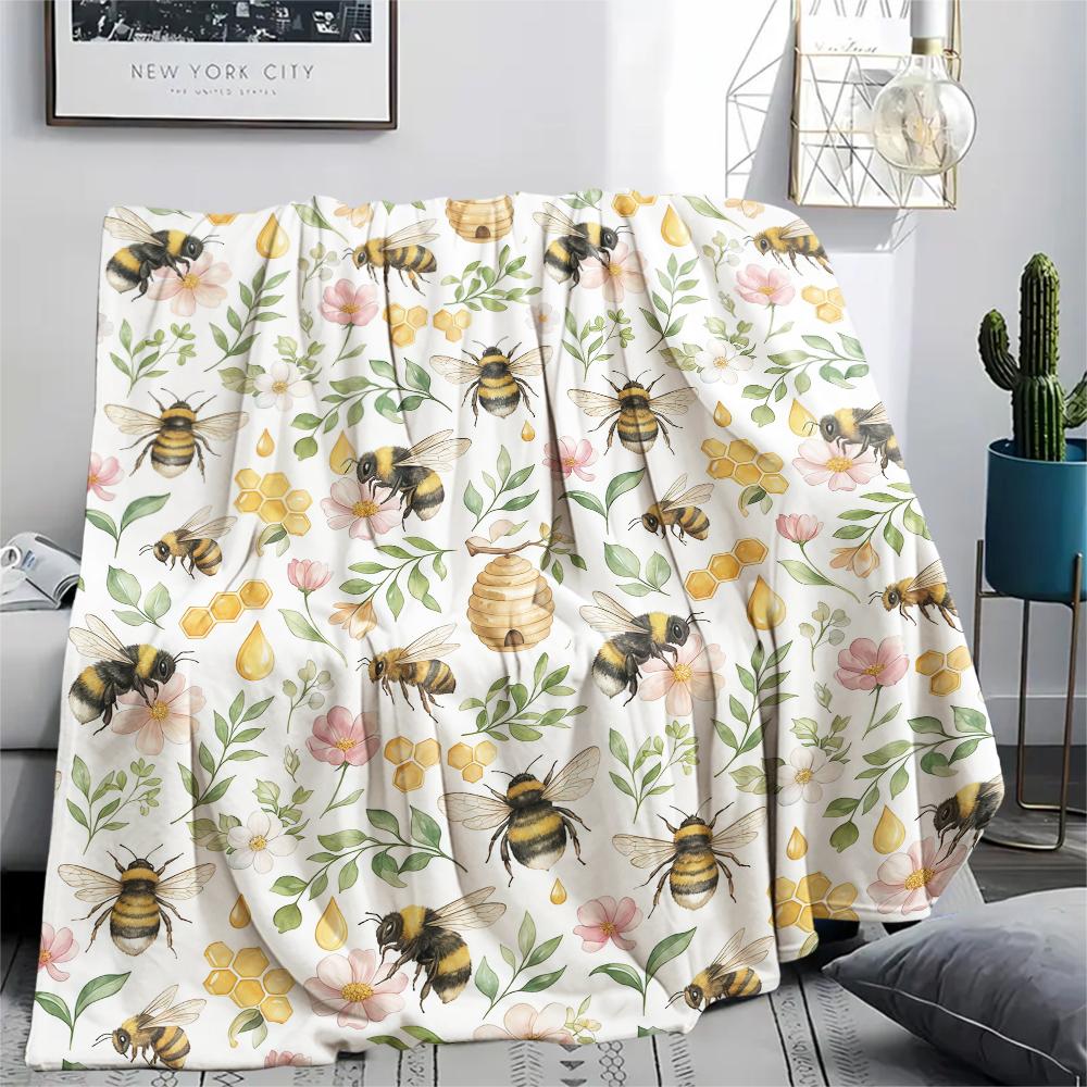 Fresh animal flowers Print Flannel Blanket High quality Comfortable for All Seasons Home Decor Warmth and Comfort Perfect for Christmas Gifts