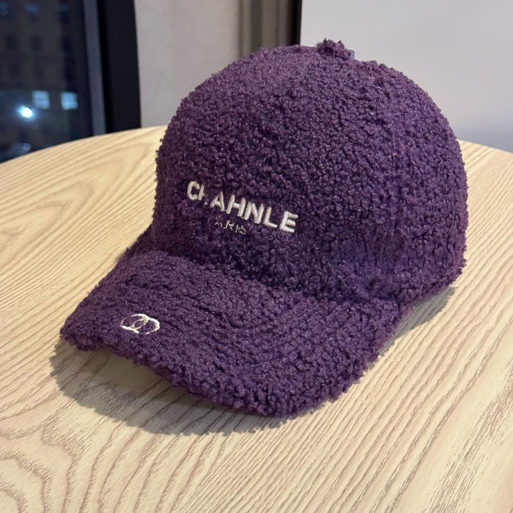 New Autumn and Winter Lamb Wool Baseball Hat for Women Korean Style Casual Versatile Letter Embroidery Fashion Warm Peaked Hat Trendy