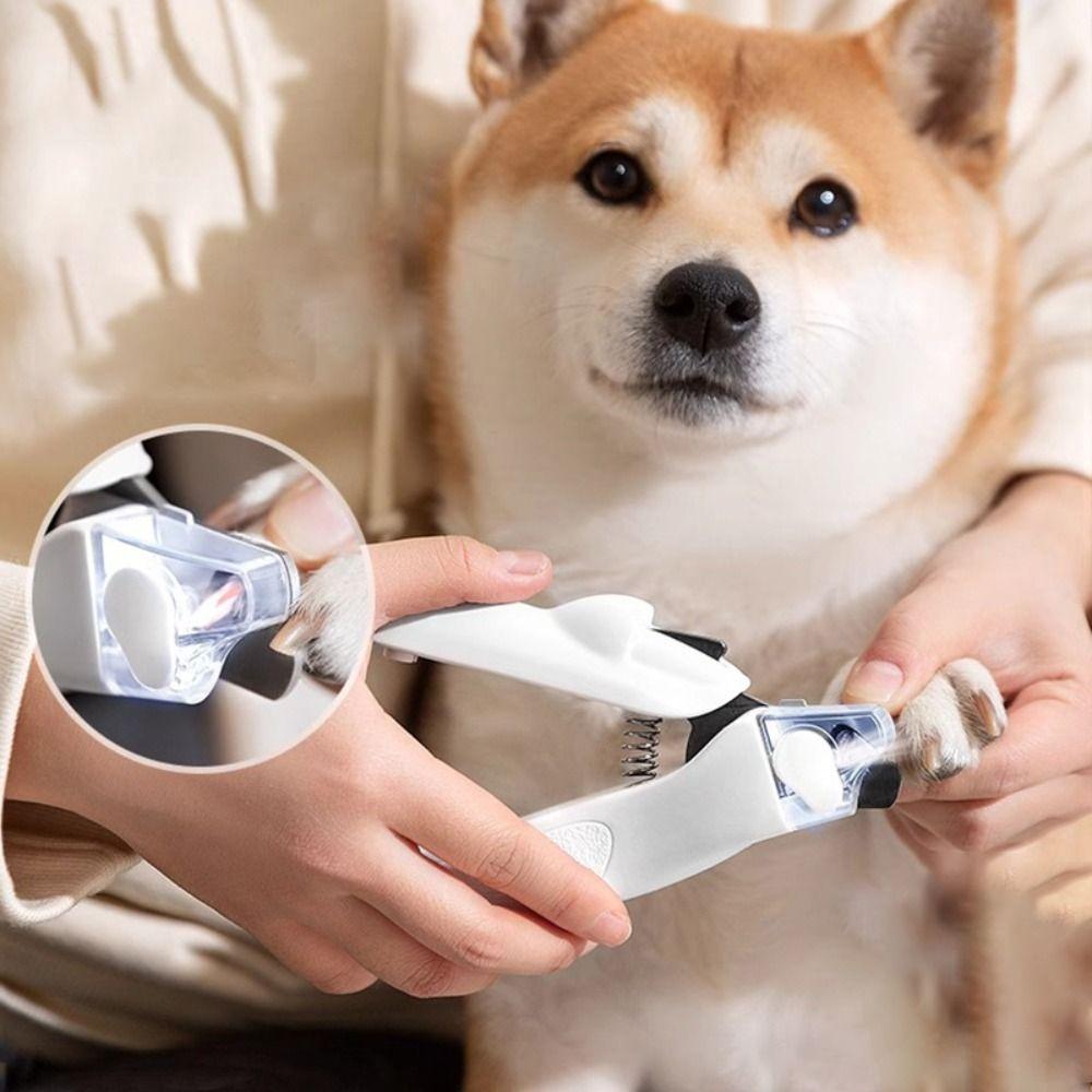 With LED Pet Nail Trimmer Splash Guard Dog Toenail Trimmer Pet Nail Cutter  for Cleaning Grooming