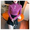 Autumn and Winter Women's Knitwear Half-high Neck Bottoming Shirt Inside The Hollow Beaded Knitwear Long-sleeved Tops