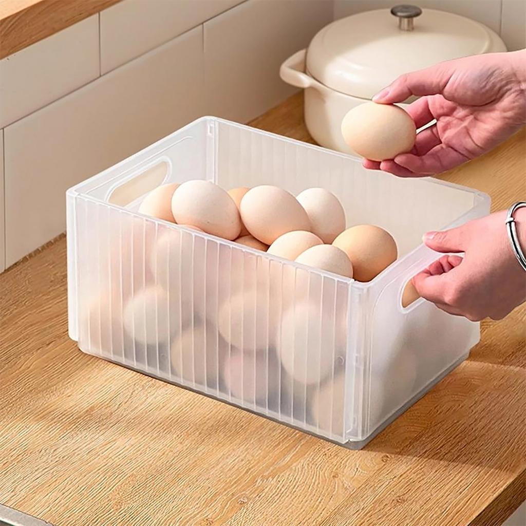 Kitchen Fridge Organizer Foldable Fruit Vegetable Storage Box Crisper Large Capacity Pull-Out Plastic Food Storage Container