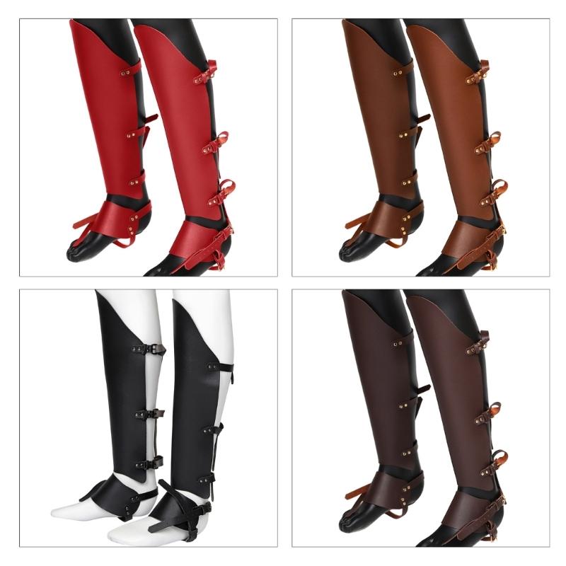 Mittelalterliche Gamaschen Ritter Stiefelüberzüge Gamaschen Kunstleder Beinschützer Renaissance Kostümzubehör für Damen Herren Geschenke