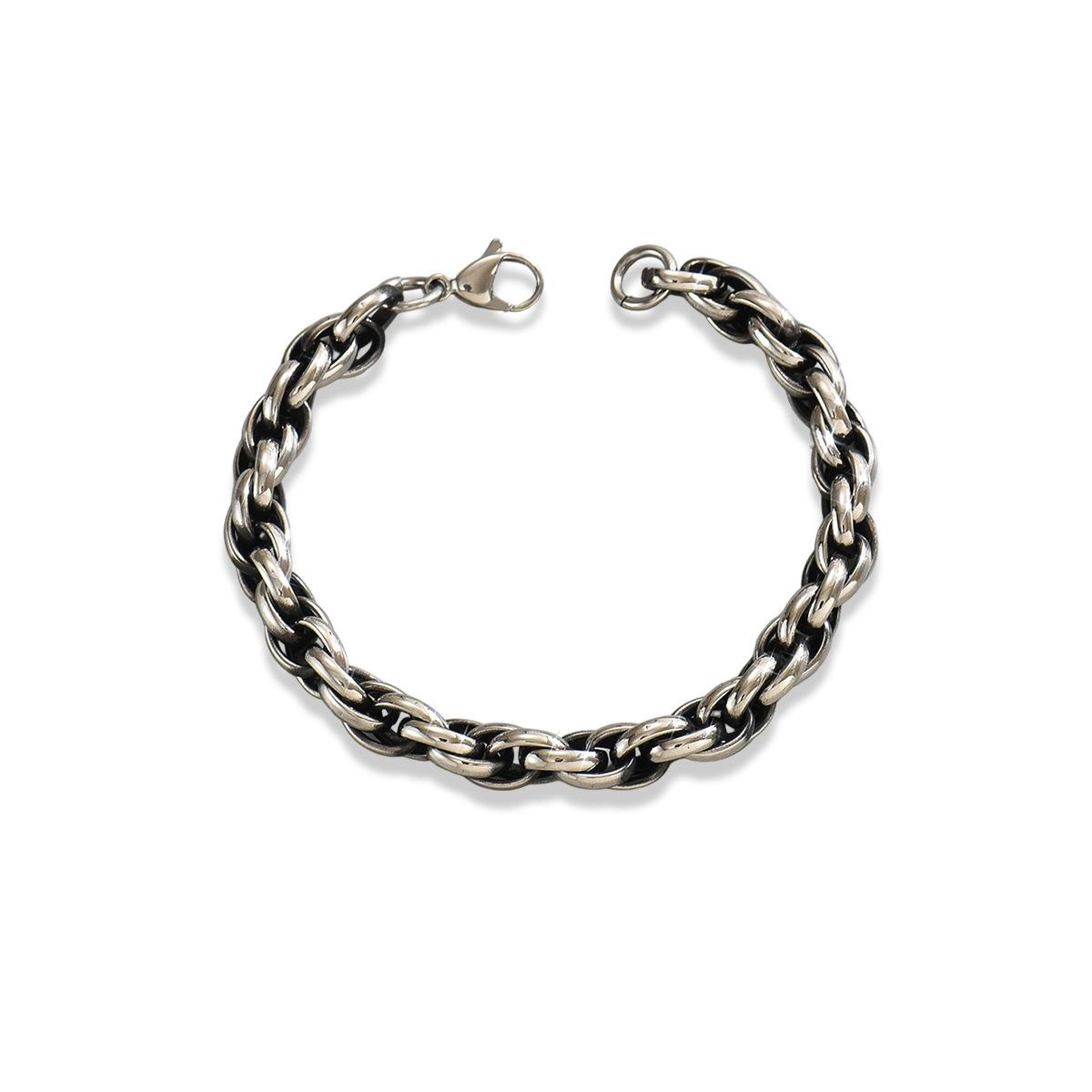 

Europe United States Cross-border New Style Personality Domineering Stainless Steel Gradual Change Fried Dough Twists Bracelet Hip Hop.