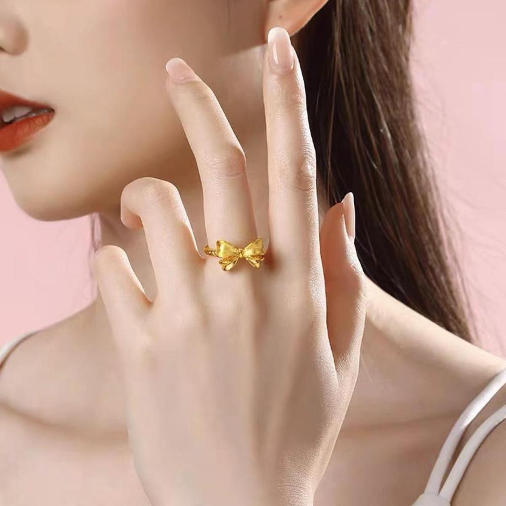 New Fashion Twisted Princess Bow Ring for Women - Adjustable Open Circle Index Finger Wedding Jewelry