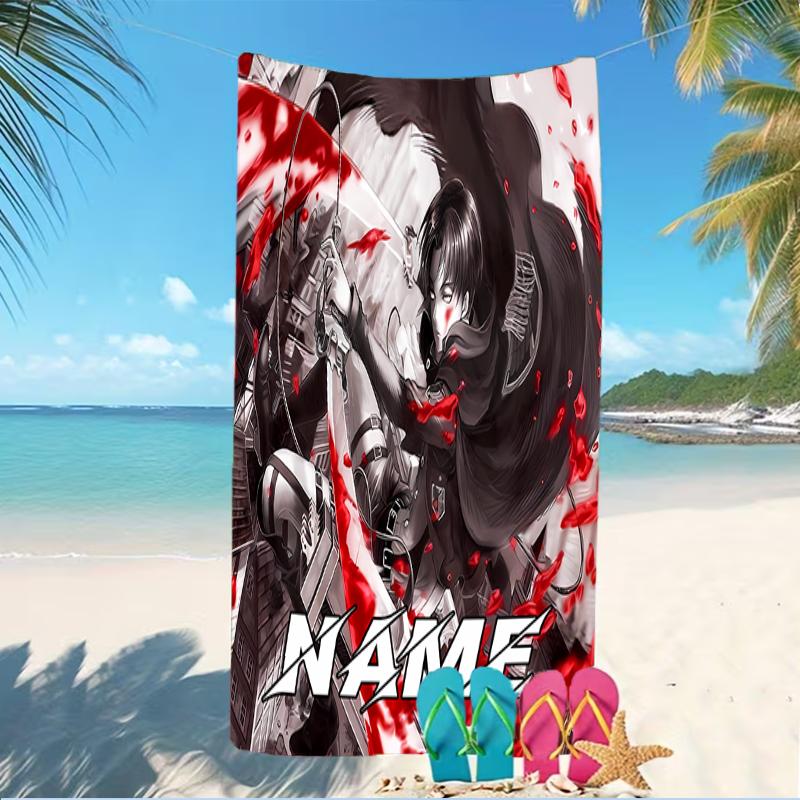Customizable personalized beach towels Attack on Titan themed designs.Suitable for the beach, yoga, sports;ideal as beach accessories