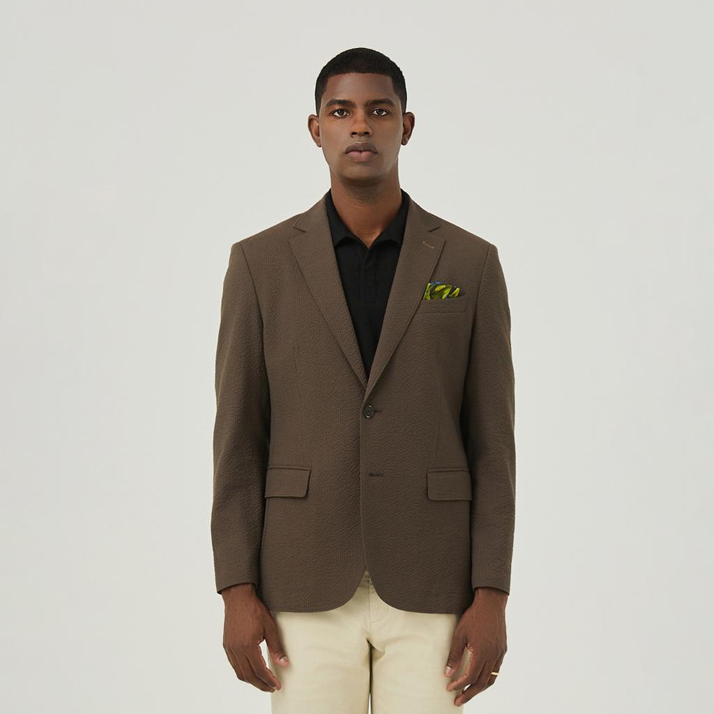Ferraromilano Cotton Blend Seersack Jacket Cocoa (Am0Fozc20255)