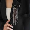 Beaded Crystal Chain Tassel Brooch for Women, European and American 2026 New Trendy Hip-Hop Fashion Internet Celebrity Style Accessory