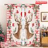 2pcs 2D Flat Printing Christmas Curtains Deer Heart Holly Christmas Fabric Without Electricity Festive Holiday Use for Classroom
