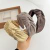 PROLY New Fashion Headband For Women Wide Side Center Knot Headwear For Girls Solid Color Turban Hair Accessories