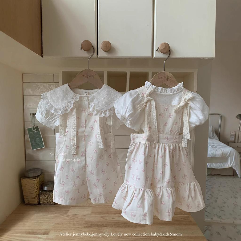 Children's summer clothes 1011 new baby girl sweet bow overalls girls Korean version cute overalls skirt