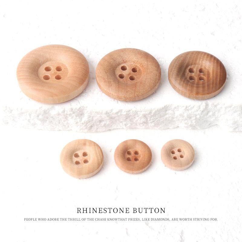

5pcs Log Wood Shirt Cardigan Buttons Suit Sweater Jacket Big Round Edge Wooden Buttons Coat Trench Coat Buttons 11mm primary color