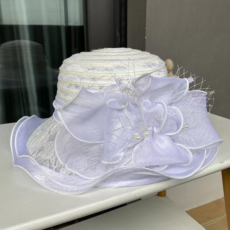 Flower Fascinators Races Καπέλα για γυναίκες Κομψά καπέλο για δεξιώσεις για κορίτσια Γυναικεία επίσημα νυφικά Καπέλα Fedora
