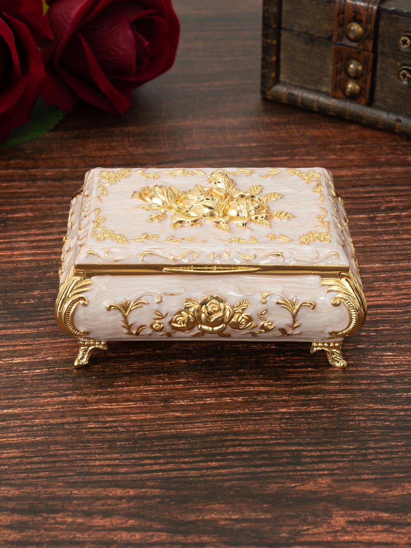 

European rose jewelry box light luxury creative jewelry box wedding high-end decoration Valentine s Day ring necklace storage bo золотий