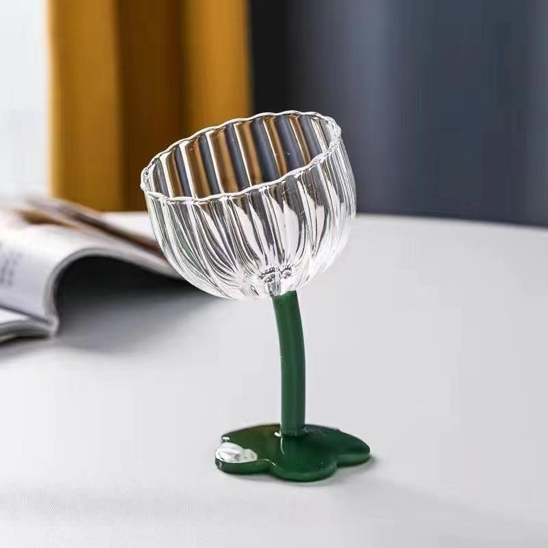 Glass Cup Vintage Lovely Flower Coffee Cups Crystal Glasses Cocktail Wine Champagne Water Glass Mug Drinking Wave Vases High Fee