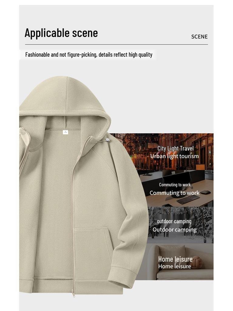 Men's 500G Polar Fleece Stand-Up Collar Jacket - Winter Cotton Outerwear, Plus Fleece & Thick for Warmth