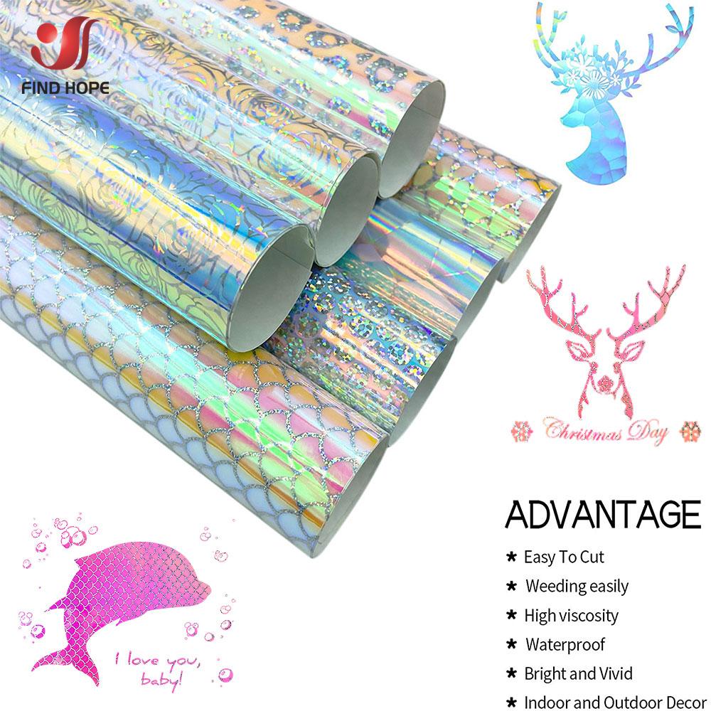 12"x39" Iridescent Gradient Glitter Adhesive Vinyl Roll Self-Adhesive HTV for Silhouette Cut Craft Cutting Home Decals Cup Decor