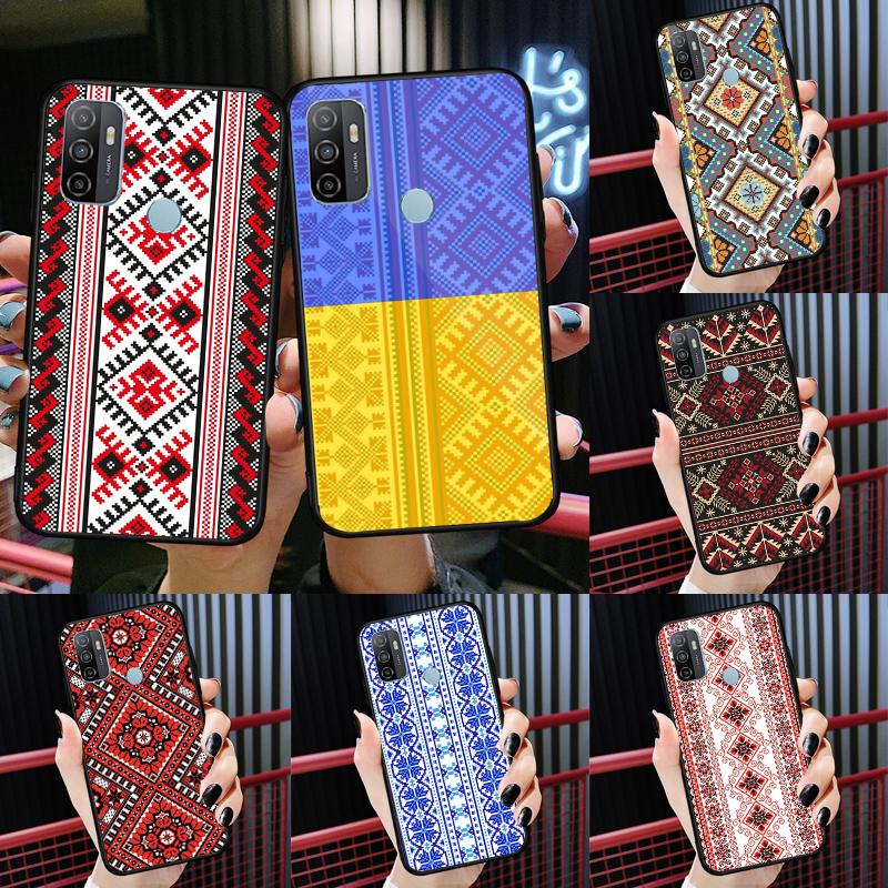 Ukrainian Pattern Art Case For Oppo A54 A74 A94 A54S A57S A15 A16 A17 A52 A72 A76 A96 A58 A78 A98 A77 A5 A9 Cover