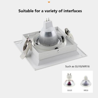 Square Recessed LED Ceiling Lamps Holder Adjustable Gu10 Mr16 Bulb Spot Lamps Downlight Holder Frame Bracket Fitting Home Decor