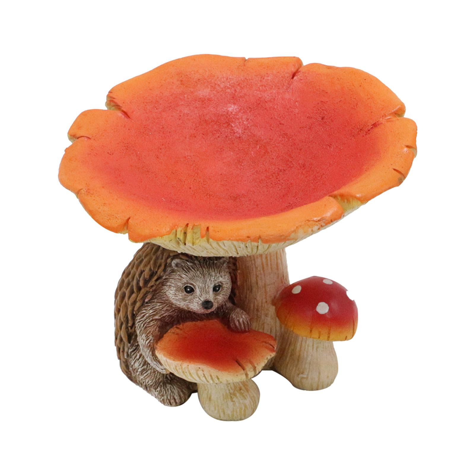 

Nordic Style Hedgehog Mushroom Bird Feeder Outdoor Garden Decor Resin Craft Ornament for Patio Yard Landscape