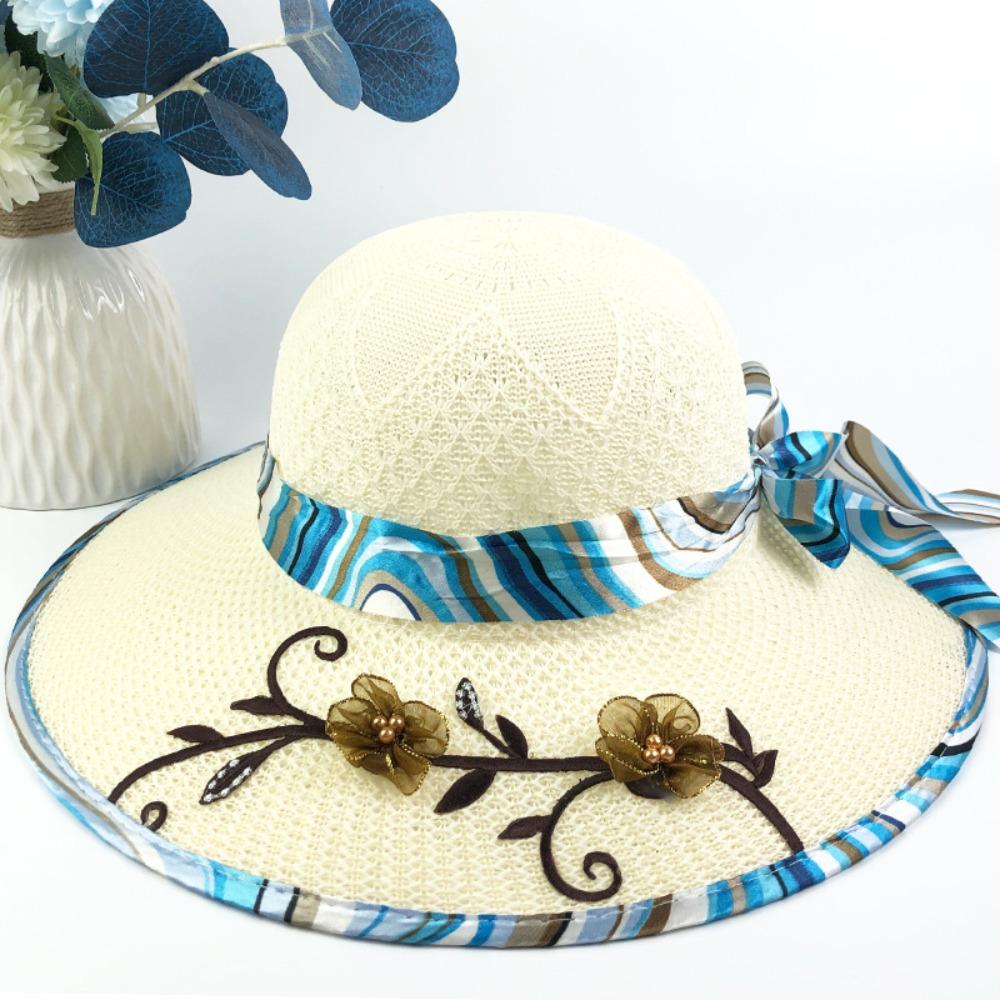 

Trendy Flower Ribbon Women s Sun Hat UV Protection Lightweight Straw Hat Breathable Wide Brim Beach Hat Summer Outdoor