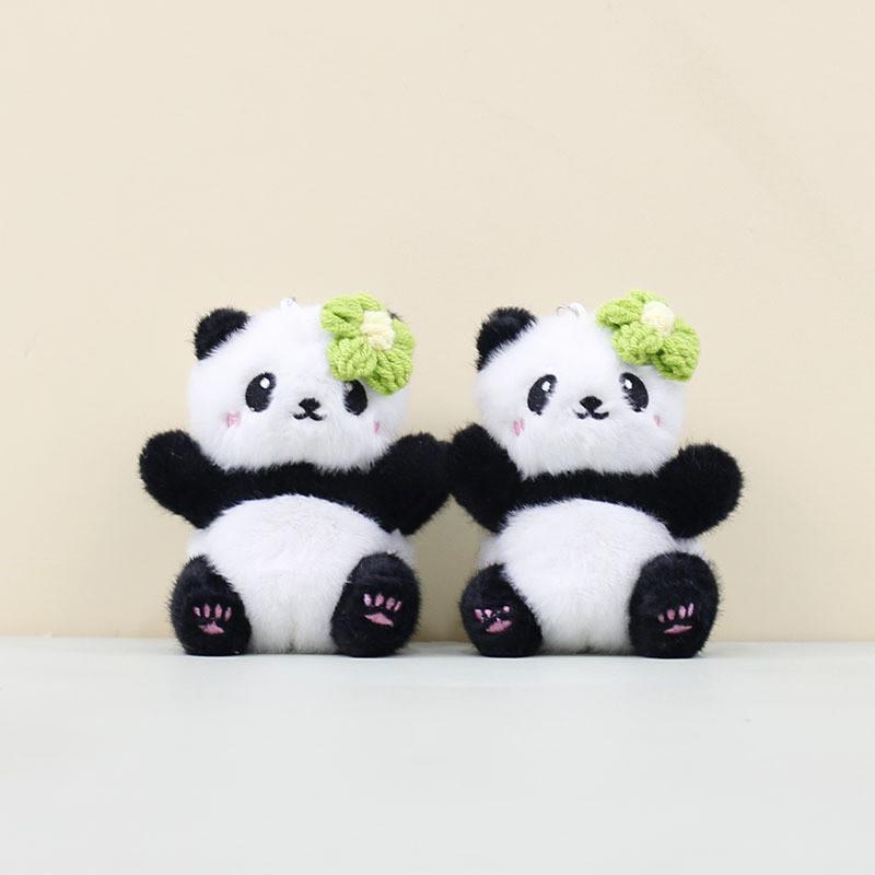 Flower Head Cute Red Panda Keychain Cartoon Girl Backpack Pendant Decorative