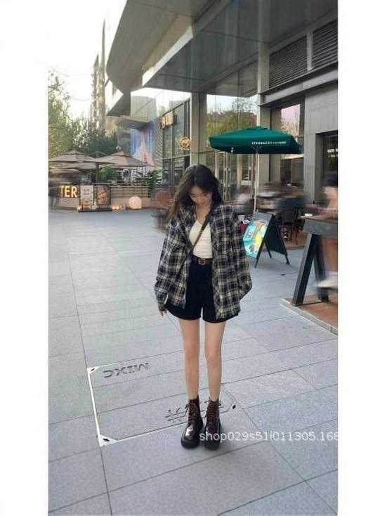 Women's Long Sleeve Plaid Cardigan - Retro Korean Style for Spring and Autumn