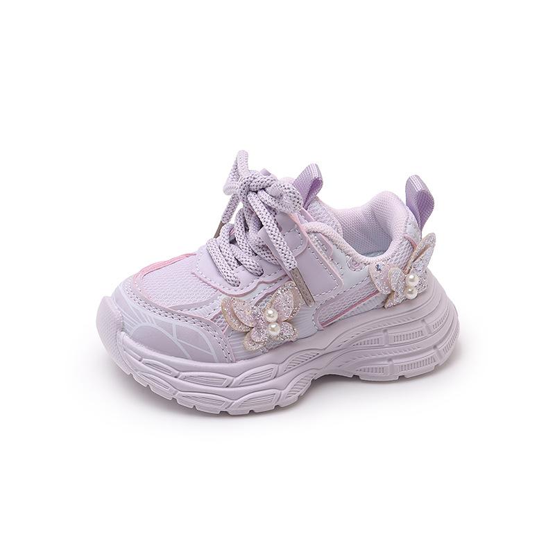 Girls mesh flower sneakers 2025 spring and autumn new soft-soled girls dad shoes breathable and lightweight casual shoes