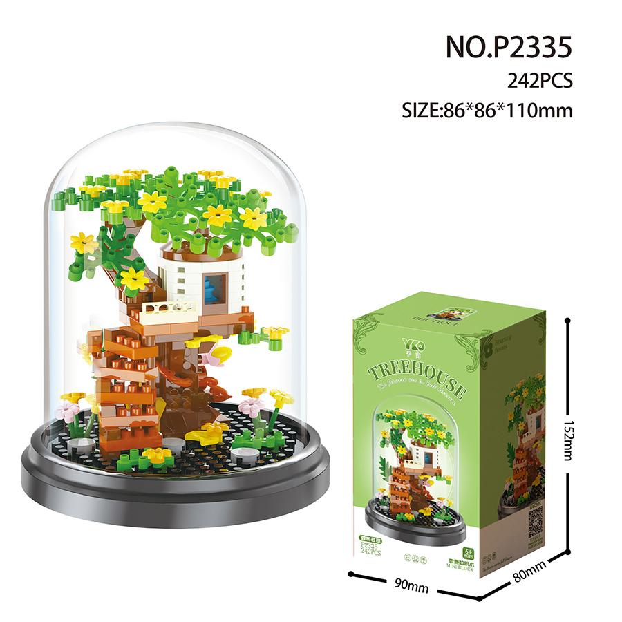 

Four Seasons Mini Tree House Construction Blocks Children Playthings 3D Puzzle Assembly Construction Playthings Tabletop Decorations With box