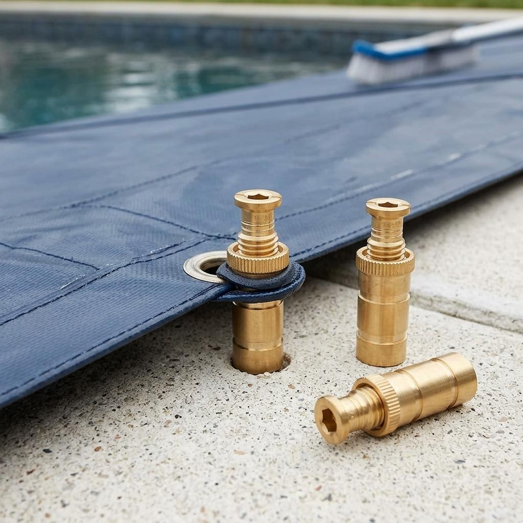 Brass Pool Cover Anchor Kit Corrosion Resistant Replacement Hardware for Winter Pool Covers