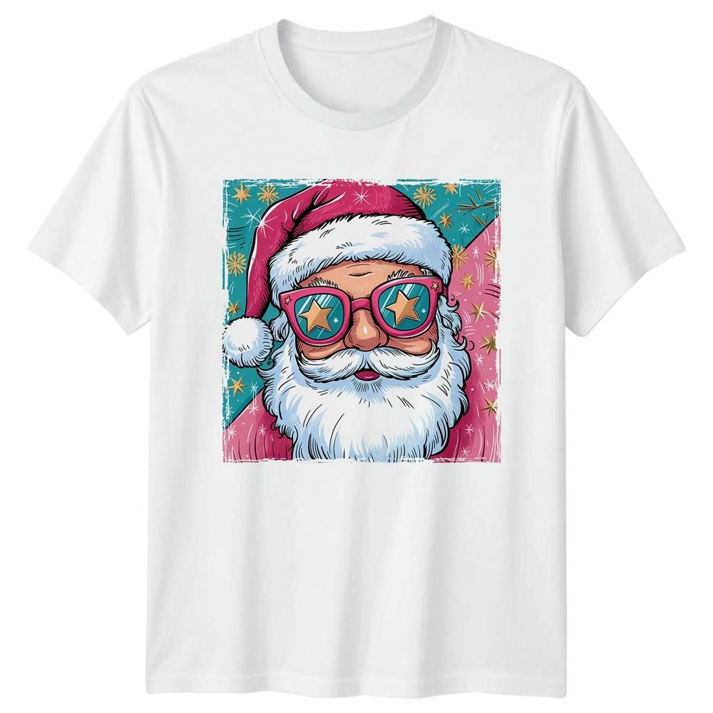 Santa Star Sunglasses Christmas Holiday Unisexs TShirt Unisexs Graphic Tee S