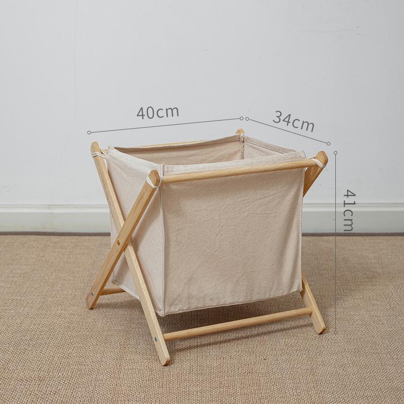 Solid Wood Foldable Laundry Basket for Bedroom and Bathroom Storage