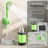 Electric Camping Shower Set with Rechargeable Pump and Water Bag.