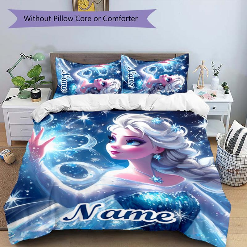 3pcs Frozen8 Cover Set - Personalized Name, HD Printed Bedding with 1 Cover and 2 Pillowcases - Perfect for Home Decor, Easy Care