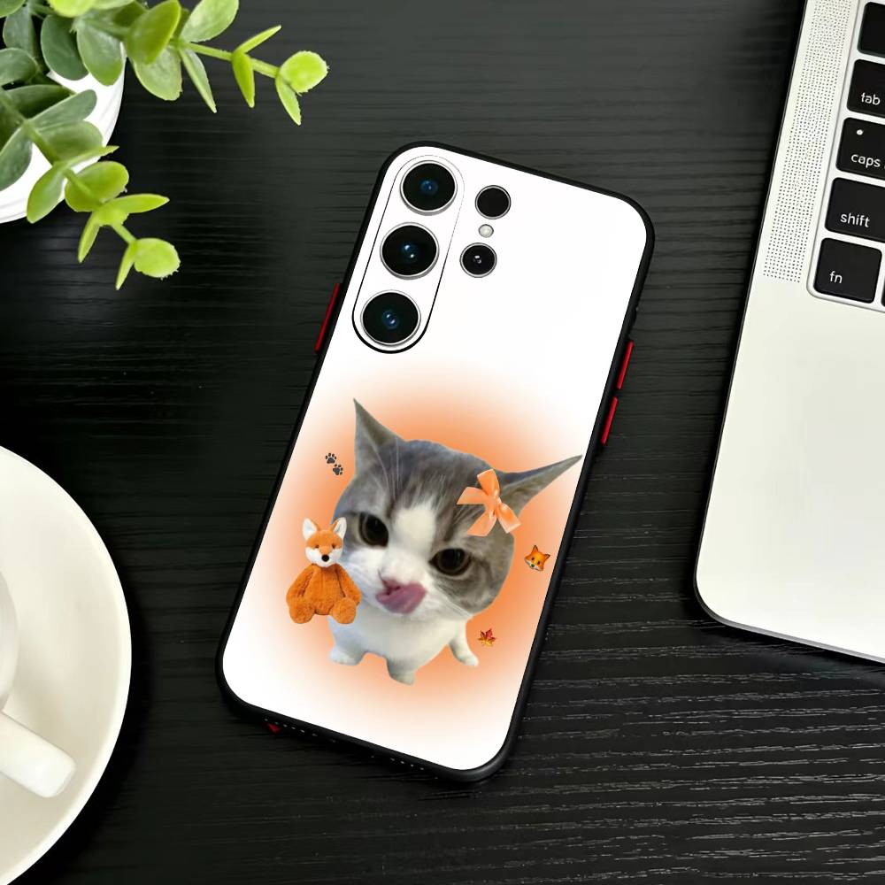 Silly Goofy Cat Mouse Phone Case For Samsung S26,S25,S24,S23,S22,S21,S20,Ultra,Plus,FE Black Soft Cover