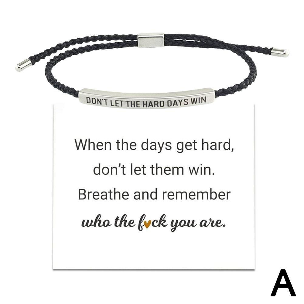 

Не Позволяй Тяжелым Дням Победить Регулируемый Мотивационный Браслет-Трубочка Плетеный Браслет с Буквами Унисекс Ручной Работы Плетеный Браслет