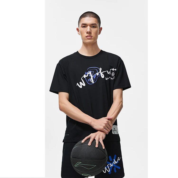Li Ning Wade Kollektion T-Shirts Unisex Schwarzer Rundhalsausschnitt Mittlere gerade Passform AHST335-1