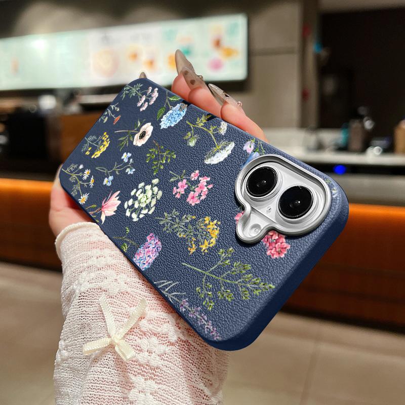 Nárazuvzdorné měkké TPU barevné květinové pouzdro na telefon pro iPhone 16 Pro 15 14 Plus 13 12 Pro Max 11 kožená textura, jednobarevný tenký kryt